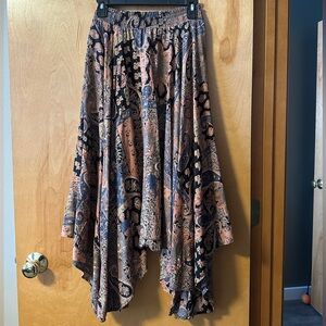 Angie Asymmetrical Paisley Skirt - Black and Tan